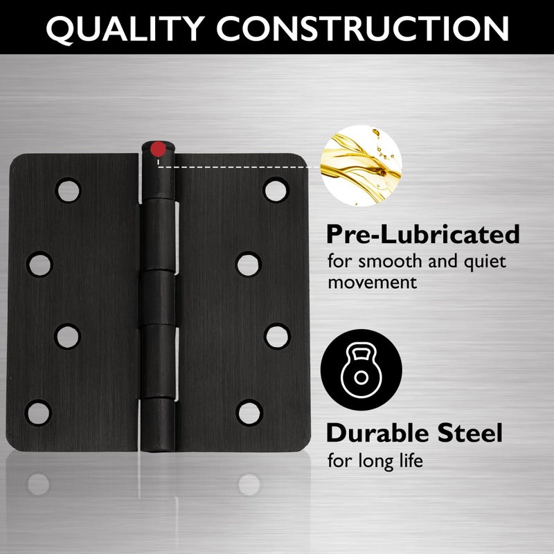 Design House Door Hinges for Interior Doors 10-Pack 4-inch x 4-inch, Design House 1/4-inch Radius Steel Door Hinge Door Hardware, Oil Rubbed Bronze, 181560 - Image 4